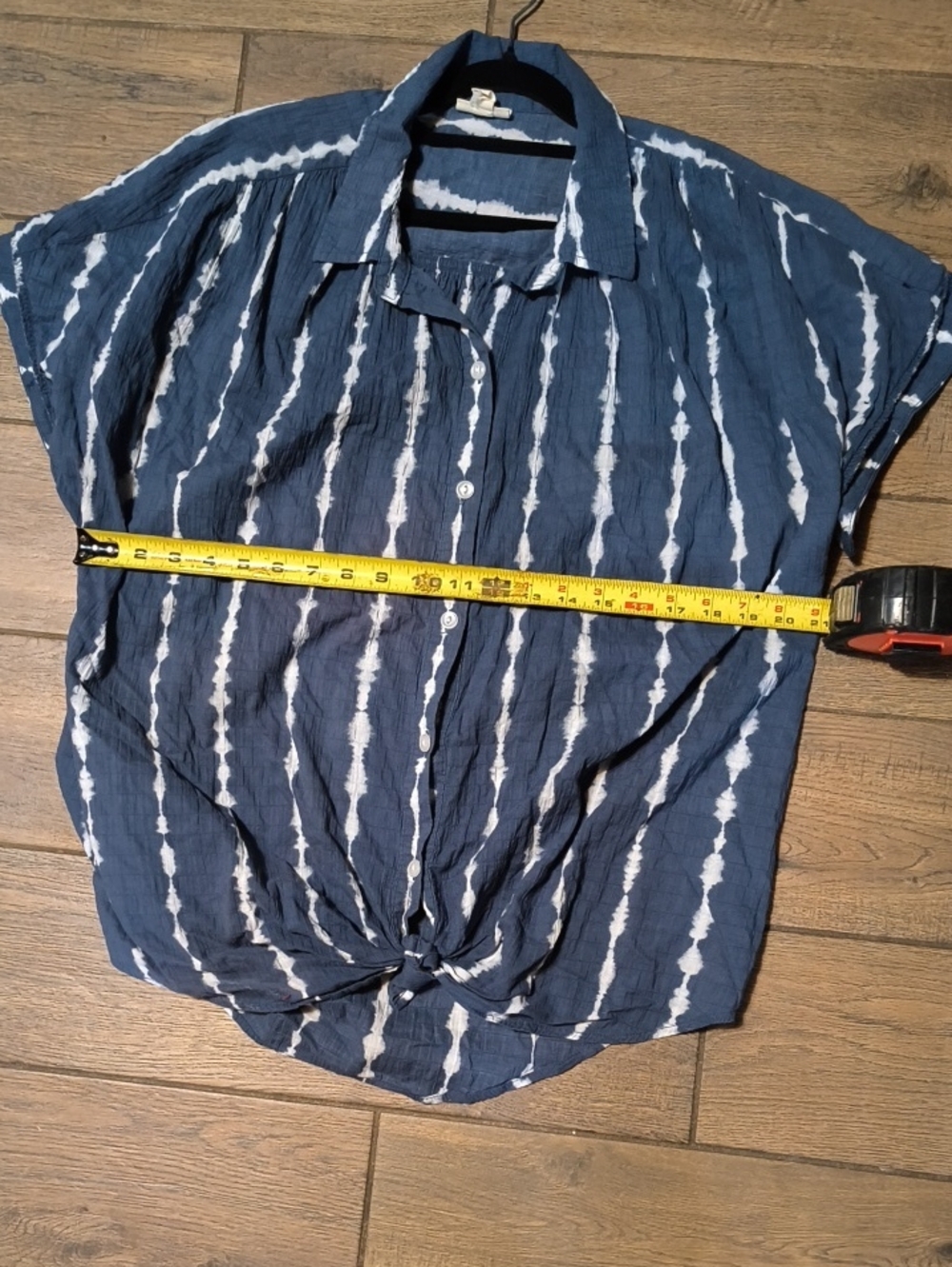 a.n.a Navy and White Tie-Dye Button Down Shirt - Picture 5 of 5